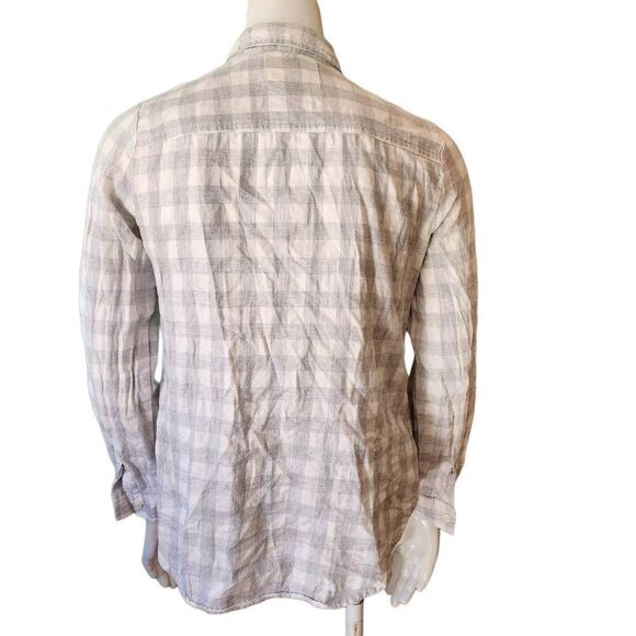 Old Navy White & Gray Gingham Button Down Top (XS) - Picture 5 of 6